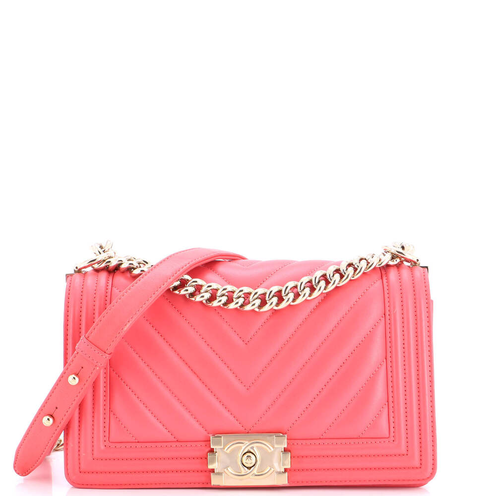 Chanel Old Medium Boy Flap Bag Chevron Calfskin